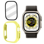 Tempered Glass Film Frosted PC Watch Case For Apple Watch Ultra 49mm(Yellow)