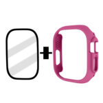 Tempered Glass Film Frosted PC Watch Case For Apple Watch Ultra 49mm(Rose Red)