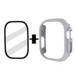 Tempered Glass Film Frosted PC Watch Case For Apple Watch Ultra 49mm(Light Grey)