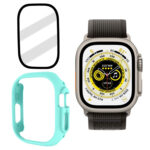 Tempered Glass Film Frosted PC Watch Case For Apple Watch Ultra 49mm(Light Blue)