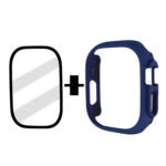 Tempered Glass Film Frosted PC Watch Case For Apple Watch Ultra 49mm(Dark Blue)