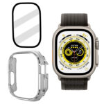 Tempered Glass Film Frosted PC Watch Case For Apple Watch Ultra 49mm(Transparent)