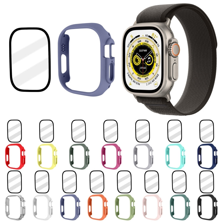 Tempered Glass Film Frosted PC Watch Case For Apple Watch Ultra 49mm(White)