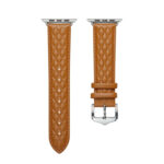Diamond Lattice Genuine Leather Watch Band for Apple Watch Series 8&7 41mm / SE 2&6&SE&5&4 40mm / 3&2&1 38mm(Brown)