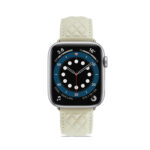 Diamond Lattice Genuine Leather Watch Band for Apple Watch Series 8&7 41mm / SE 2&6&SE&5&4 40mm / 3&2&1 38mm(Beige)