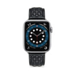 Diamond Lattice Genuine Leather Watch Band for Apple Watch Series 8&7 41mm / SE 2&6&SE&5&4 40mm / 3&2&1 38mm(Black)