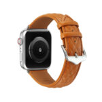 Diamond Lattice Genuine Leather Watch Band for Apple Watch Ultra 49mm / Series 8&7 45mm / SE 2&6&SE&5&4 44mm / 3&2&1 42mm(Brown)