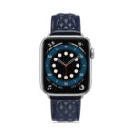 Diamond Lattice Genuine Leather Watch Band for Apple Watch Ultra 49mm / Series 8&7 45mm / SE 2&6&SE&5&4 44mm / 3&2&1 42mm(Dark Blue)