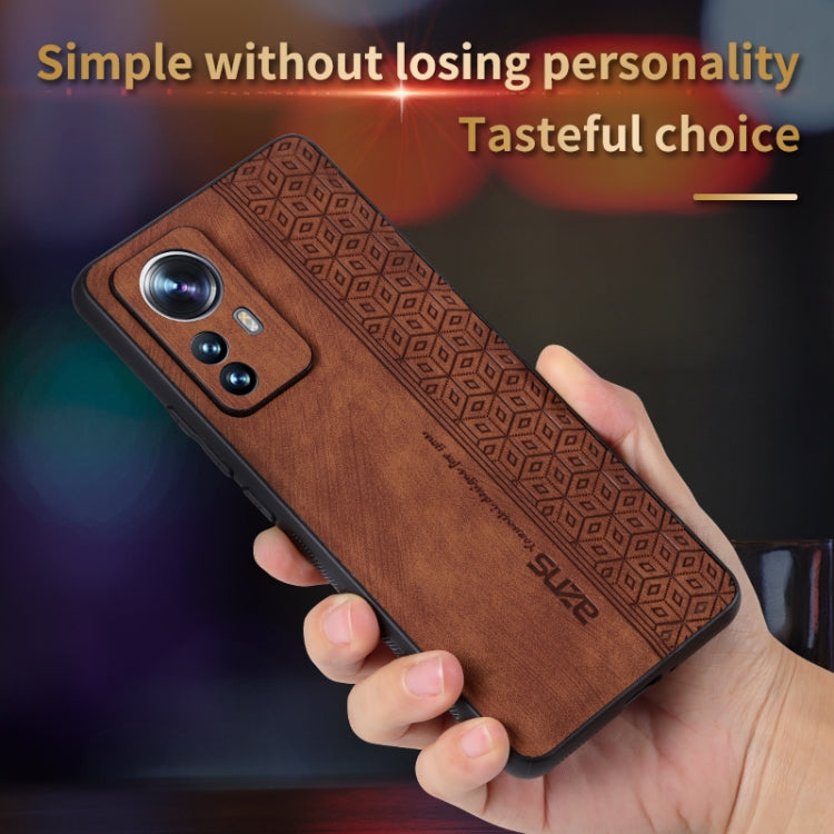 For Xiaomi 12 / 12S / 12X AZNS 3D Embossed Skin Feel Phone Case(Brown)