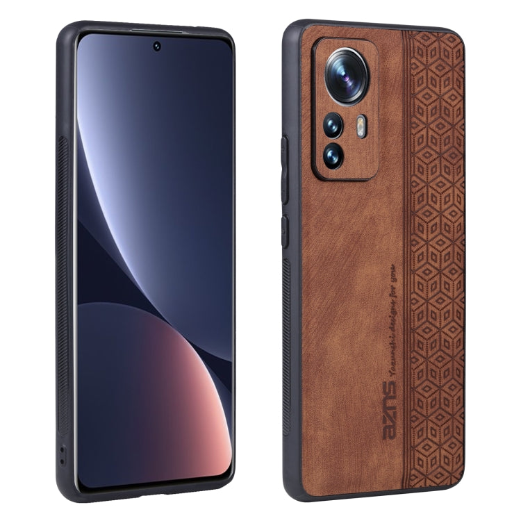 For Xiaomi 12 Pro / 12S Pro AZNS 3D Embossed Skin Feel Phone Case(Brown)