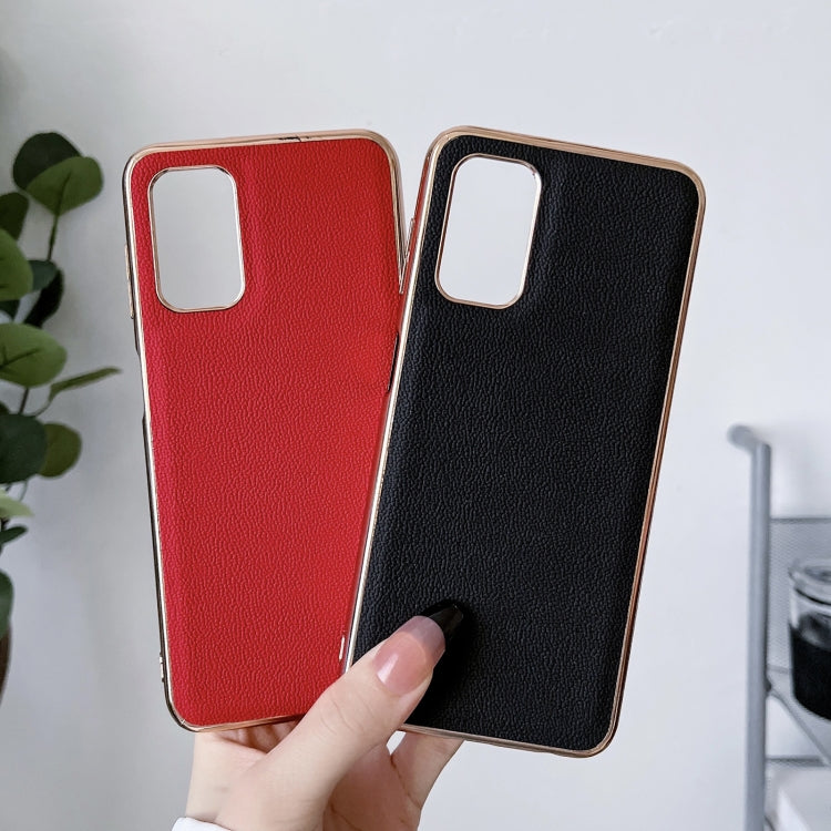 For Xiaomi Redmi Note 11 Global/Note 11S 4G Genuine Leather Luolai Series Electroplating Phone Case(Black)