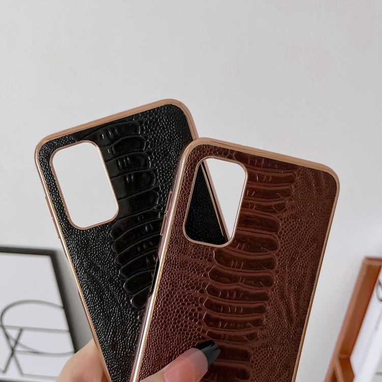 For Xiaomi Redmi Note 11 Global/Note 11S 4G Genuine Leather Weilai Series Nano Plating Phone Case(Coffee)