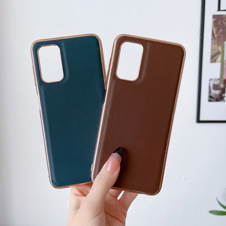 For Xiaomi Redmi Note 11 Global/Note 11S 4G Genuine Leather Xiaoya Series Nano Plating Phone Case(Dark Green)