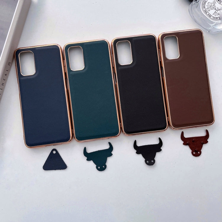 For Xiaomi Redmi Note 11 Global/Note 11S 4G Genuine Leather Xiaoya Series Nano Plating Phone Case(Blue)