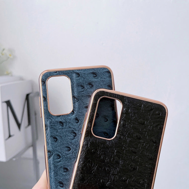 For Xiaomi Redmi Note 11 Global/Note 11S 4G Genuine Leather Ostrich Texture Nano Plating Phone Case(Coffee)