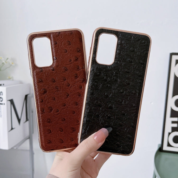 For Xiaomi Redmi Note 11 Global/Note 11S 4G Genuine Leather Ostrich Texture Nano Plating Phone Case(Black)