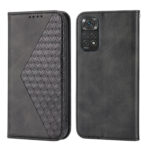 For Xiaomi Redmi Note 11 Pro 4G Cubic Grid Calf Texture Magnetic Closure Leather Phone Case(Black)