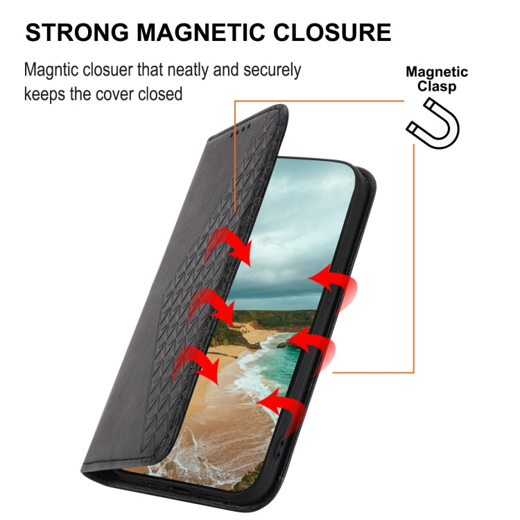 For Xiaomi Redmi Note 11 Pro 4G Cubic Grid Calf Texture Magnetic Closure Leather Phone Case(Black)