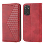 For Xiaomi Redmi Note 11 Pro 4G Cubic Grid Calf Texture Magnetic Closure Leather Phone Case(Red)