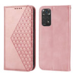 For Xiaomi Redmi Note 11 Pro 4G Cubic Grid Calf Texture Magnetic Closure Leather Phone Case(Rose Gold)