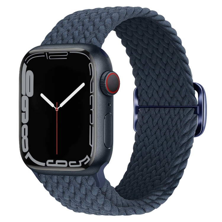 Buckle Nylon Braided Watch Band for Apple Watch Ultra 49mm / Series 8&7 45mm / SE 2&6&SE&5&4 44mm / 3&2&1 42mm(Dark Blue)