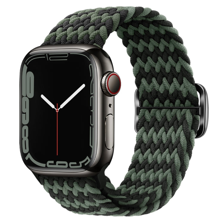 Buckle Nylon Braided Watch Band For Apple Watch Series 8&7 41mm / SE 2&6&SE&5&4 40mm / 3&2&1 38mm(Black Green)