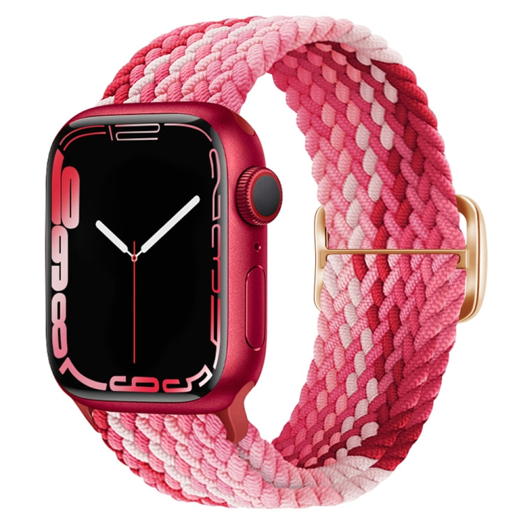 Buckle Nylon Braided Watch Band For Apple Watch Series 8&7 41mm / SE 2&6&SE&5&4 40mm / 3&2&1 38mm(Strawberry)