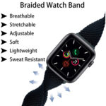 Buckle Nylon Braided Watch Band For Apple Watch Series 8&7 41mm / SE 2&6&SE&5&4 40mm / 3&2&1 38mm(Charcoal)