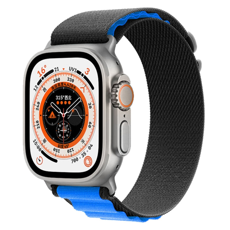 For Apple Watch Ultra 49mm Nylon Watch Band (Black Blue)
