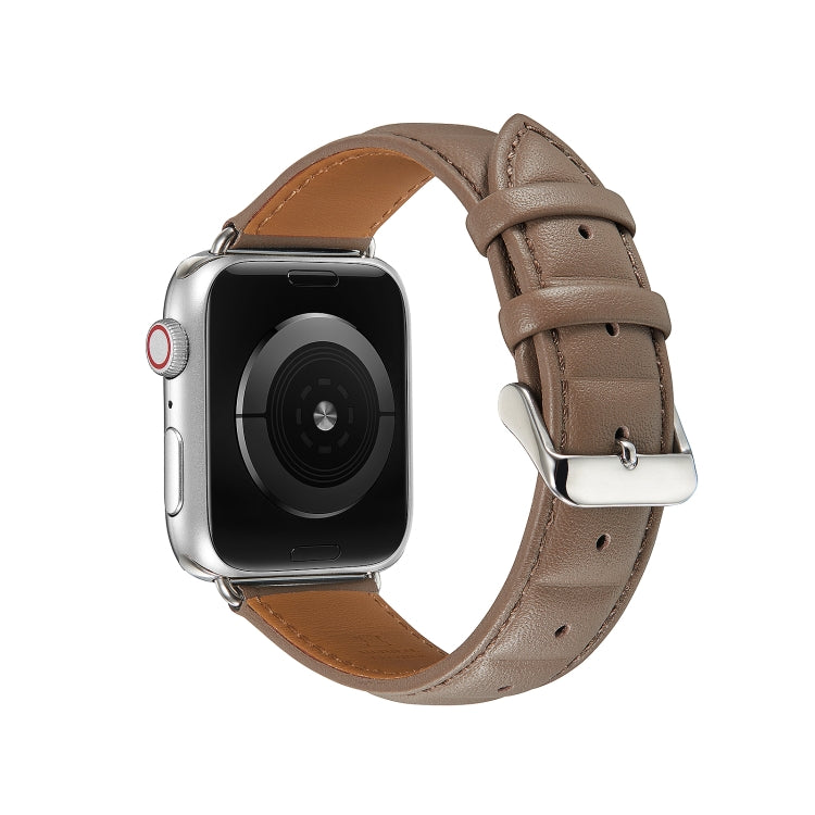 Genuine Leather Watch Band For Apple Watch Ultra 49mm / Series 8&7 45mm / SE 2&6&SE&5&4 44mm / 3&2&1 42mm(Grey)