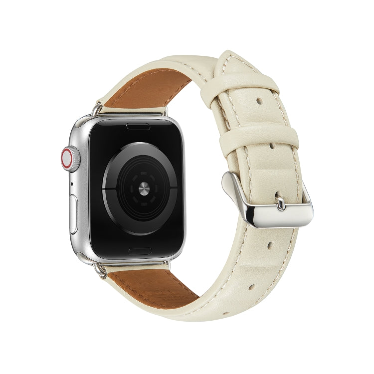 Genuine Leather Watch Band For Apple Watch Ultra 49mm / Series 8&7 45mm / SE 2&6&SE&5&4 44mm / 3&2&1 42mm(Beige)