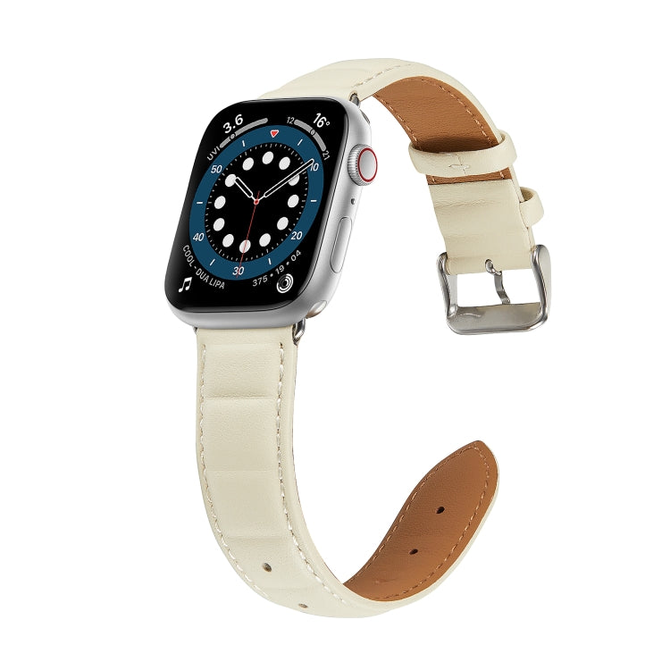 Genuine Leather Watch Band For Apple Watch Ultra 49mm / Series 8&7 45mm / SE 2&6&SE&5&4 44mm / 3&2&1 42mm(Beige)