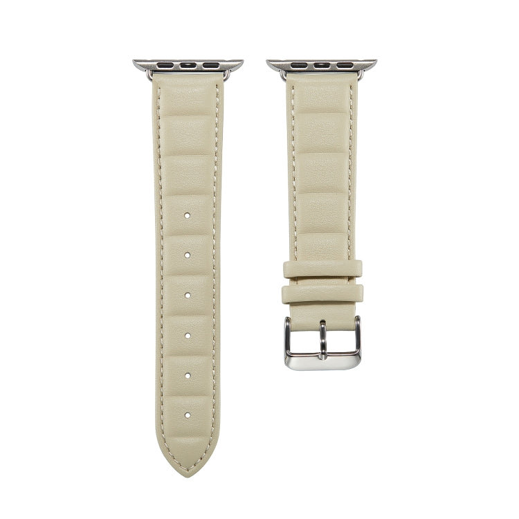 Genuine Leather Watch Band For Apple Watch Ultra 49mm / Series 8&7 45mm / SE 2&6&SE&5&4 44mm / 3&2&1 42mm(Beige)