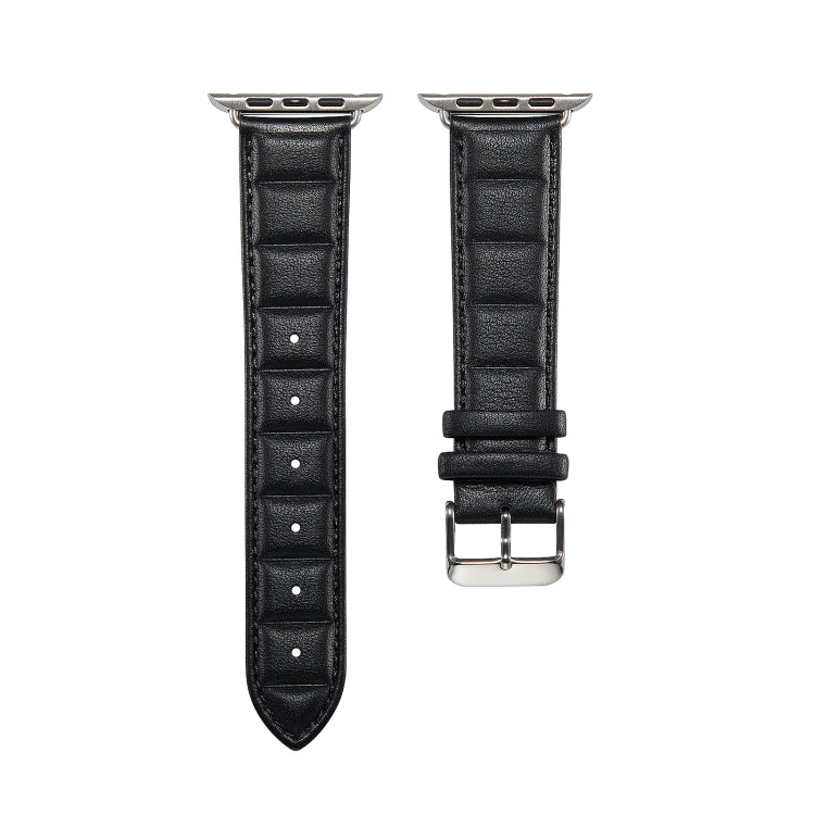 Genuine Leather Watch Band For Apple Watch Ultra 49mm / Series 8&7 45mm / SE 2&6&SE&5&4 44mm / 3&2&1 42mm(Black)