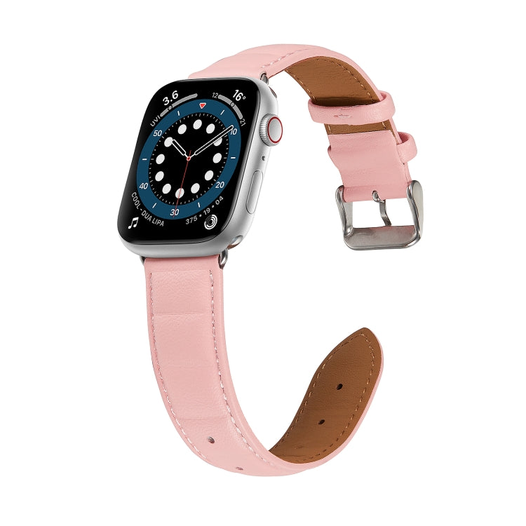 Genuine Leather Watch Band For Apple Watch Series 8&7 41mm / SE 2&6&SE&5&4 40mm / 3&2&1 38mm(Pink)