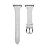 Rhombus Genuine Leather Watch Band For Apple Watch Ultra 49mm / Series 8&7 45mm / SE 2&6&SE&5&4 44mm / 3&2&1 42mm(White)