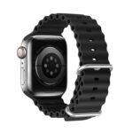 DUX DUCIS Sea Wave Silicone Watch Band For Apple Watch Series 8&7 45mm / SE 2&6&SE&5&4 44mm / 3&2&1 42mm(Black)