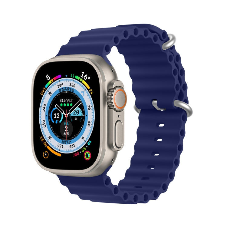 DUX DUCIS Sea Wave Silicone Watch Band For Apple Watch Series 8&7 45mm / SE 2&6&SE&5&4 44mm / 3&2&1 42mm(Blue)