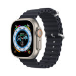 DUX DUCIS Sea Wave Silicone Watch Band For Apple Watch Series 8&7 45mm / SE 2&6&SE&5&4 44mm / 3&2&1 42mm(Midnight)