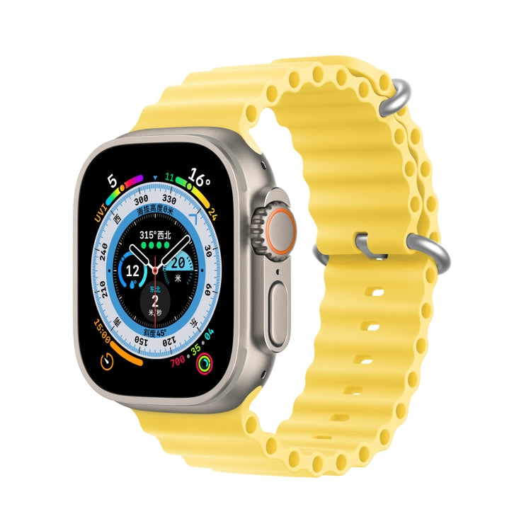 DUX DUCIS Sea Wave Silicone Watch Band For Apple Watch Series 8&7 45mm / SE 2&6&SE&5&4 44mm / 3&2&1 42mm(Yellow)