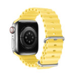 DUX DUCIS Sea Wave Silicone Watch Band For Apple Watch Series 8&7 45mm / SE 2&6&SE&5&4 44mm / 3&2&1 42mm(Yellow)