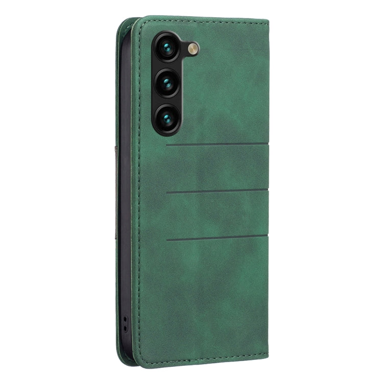 For Samsung Galaxy S23+ 5G BF10 Color Block Magnetic Flip Leather Phone Case(Green)