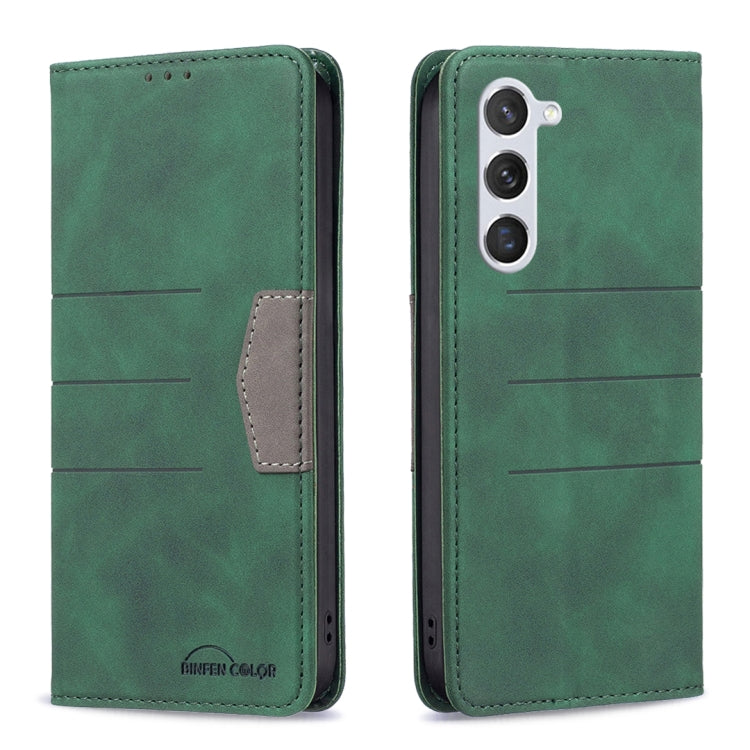 For Samsung Galaxy S23 5G BF10 Color Block Magnetic Flip Leather Phone Case(Green)