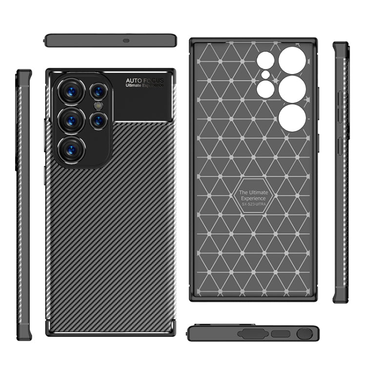 For Samsung Galaxy S23 Ultra 5G Carbon Fiber Texture Shockproof TPU Phone Case(Black)