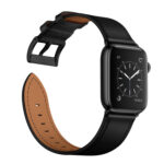 Classic Cowhide Genuine Leather Watch Band For Apple Watch Ultra 49mm / Series 8&7 45mm / SE 2&6&SE&5&4 44mm / 3&2&1 42mm(Black)