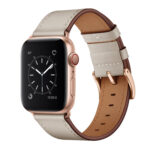 Classic Cowhide Genuine Leather Watch Band For Apple Watch Ultra 49mm / Series 8&7 45mm / SE 2&6&SE&5&4 44mm / 3&2&1 42mm(Beige)