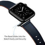 Classic Cowhide Genuine Leather Watch Band For Apple Watch Ultra 49mm / Series 8&7 45mm / SE 2&6&SE&5&4 44mm / 3&2&1 42mm(Dark Blue)