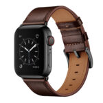 Classic Cowhide Genuine Leather Watch Band For Apple Watch Ultra 49mm / Series 8&7 45mm / SE 2&6&SE&5&4 44mm / 3&2&1 42mm(Dark Brown)