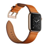 Classic Cowhide Genuine Leather Watch Band For Apple Watch Ultra 49mm / Series 8&7 45mm / SE 2&6&SE&5&4 44mm / 3&2&1 42mm(Brown)