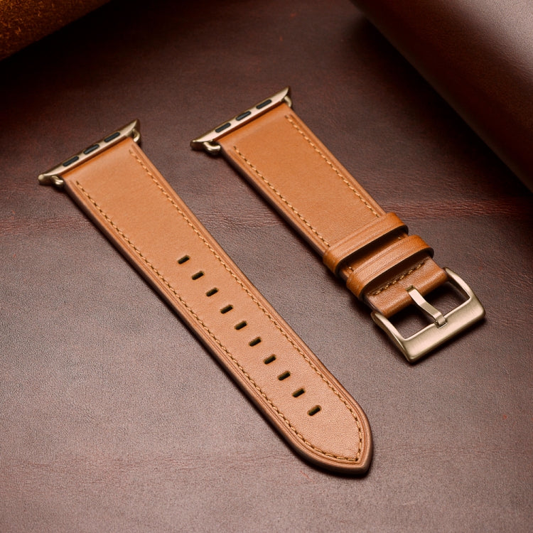 Classic Cowhide Genuine Leather Watch Band For Apple Watch Ultra 49mm / Series 8&7 45mm / SE 2&6&SE&5&4 44mm / 3&2&1 42mm(Brown)